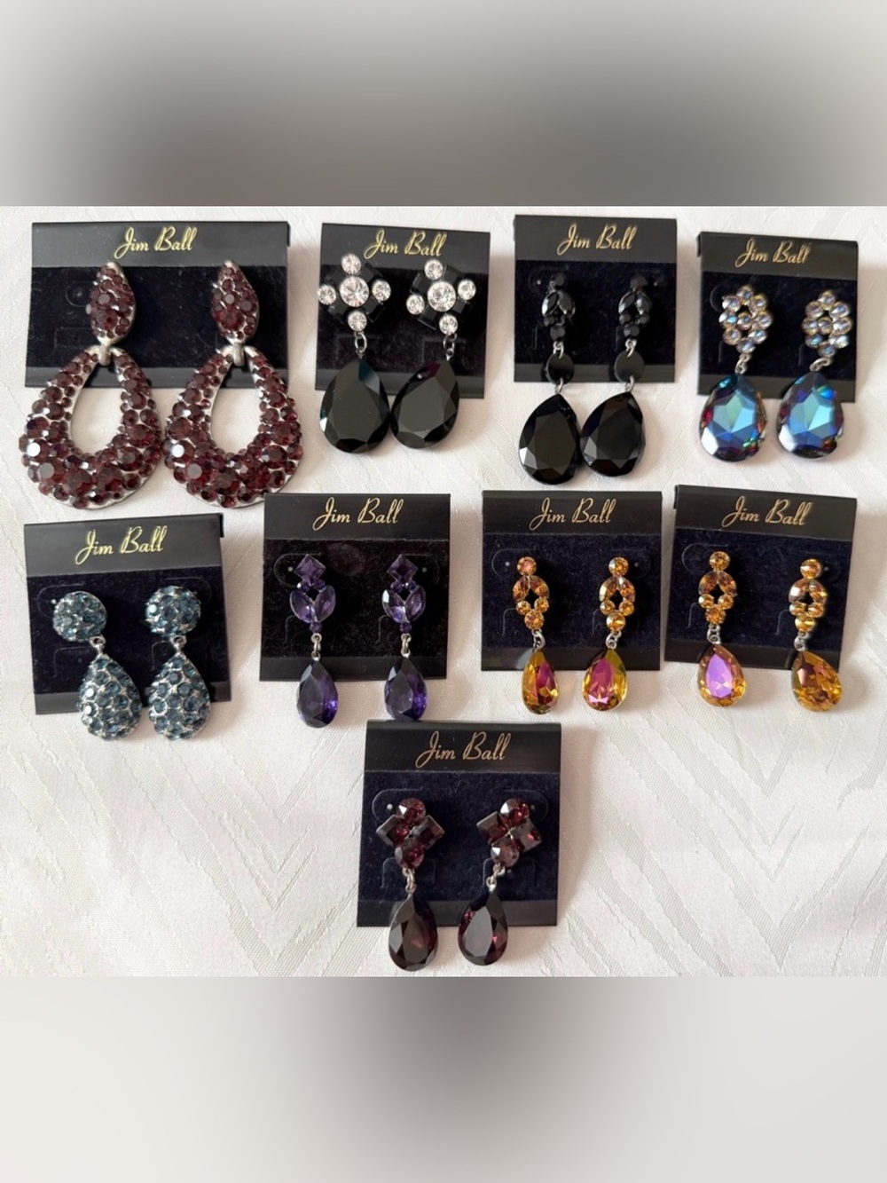 1 pair (CHOSE COLOR) Jim Ball New Drop Earrings Pageant Prom Crystal Rhinestone